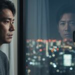 独身で負け組かと悩む40代の日本人男性が窓の外を眺めている様子