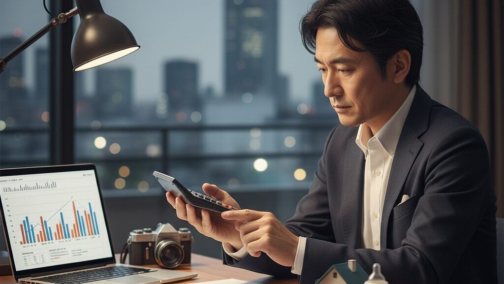 独身と既婚者の経済格差について電卓を使いながら考える日本人